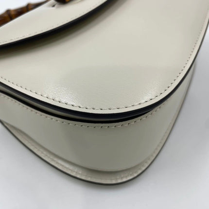Gucci Bamboo 1947 Top Handle Bag Small White Box Leather Canvas Strap