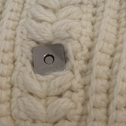 Sold Fendi Mamma Baguette White Wool Pom pom