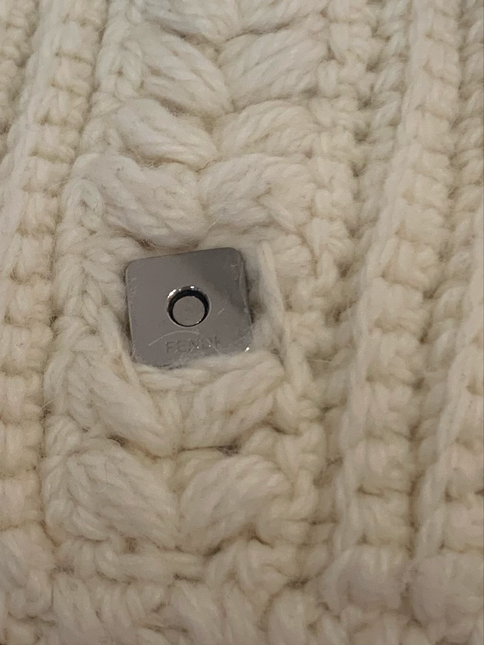 Sold Fendi Mamma Baguette White Wool Pom pom
