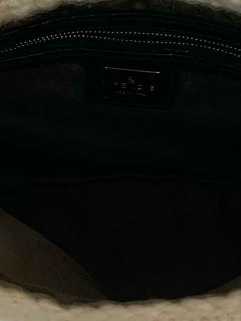 Sold Fendi Mamma Baguette White Wool Pom pom