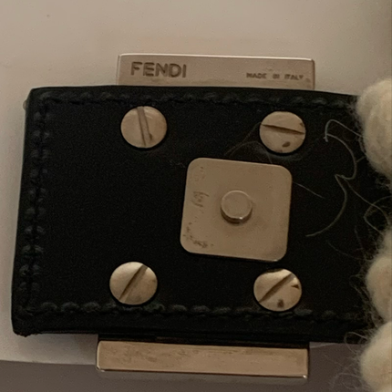 Sold Fendi Mamma Baguette White Wool Pom pom