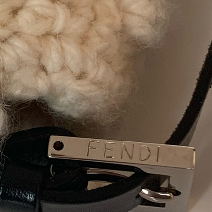 Sold Fendi Mamma Baguette White Wool Pom pom