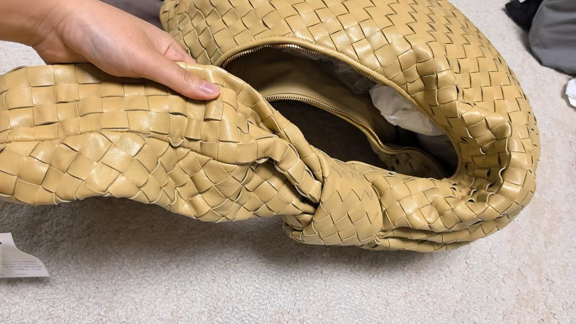 Bottega Veneta Jodie Maxi Lambskin Leather Beige Oats 70cm