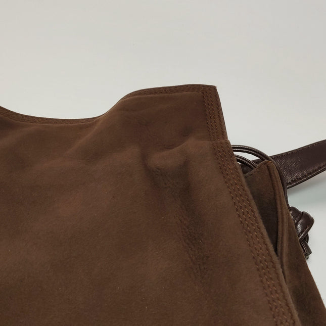 Loewe Flamenco Medium Brown Suede Leather Shoulder Bag 28cm