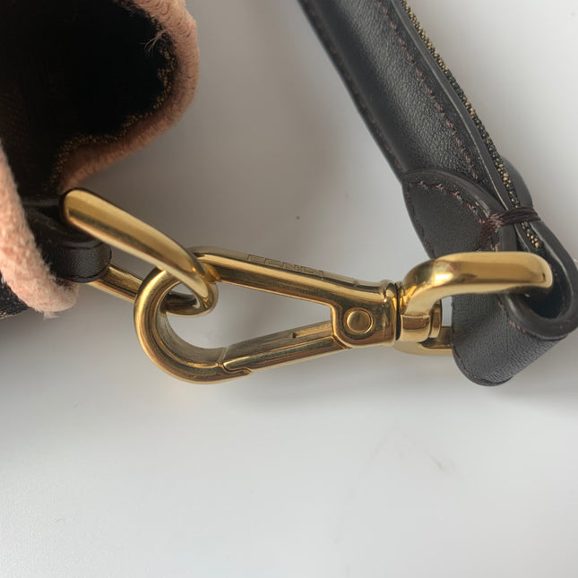 Fendi Baguette Medium Zucca Print with Floral Embroidery Crossbody Bag