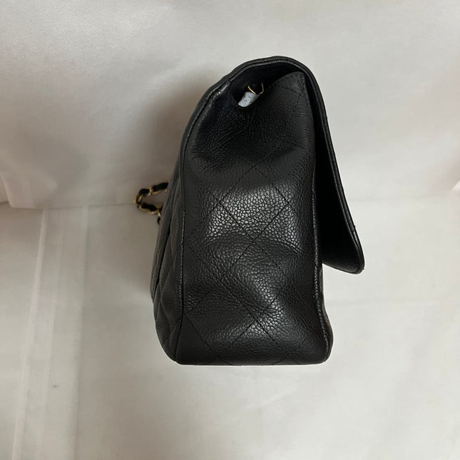Chanel Classic Flap Jumbo 2009 Black Caviar Leather Single Flap Gold Hardware