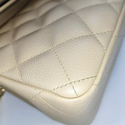 Sold Chanel Classic Flap Jumbo 2010 Beige Caviar Leather Doublr Flap Gold Hardware