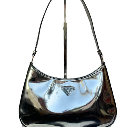 Sold Prada Cleo Silver leather shoulder bag-Luxbags