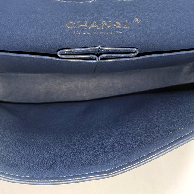 Chanel Timeless Classic Flap Medium Misty Blue Lambskin Leather Silver Hardware, 2012