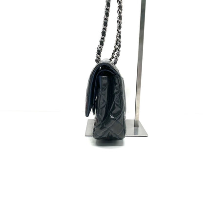 Chanel Classic Flap Medium Dark Green Patent Leather Silver Hardware, 2014-2015