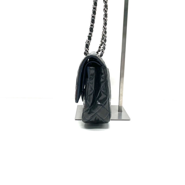 Chanel Classic Flap Medium Dark Green Patent Leather Silver Hardware, 2014-2015