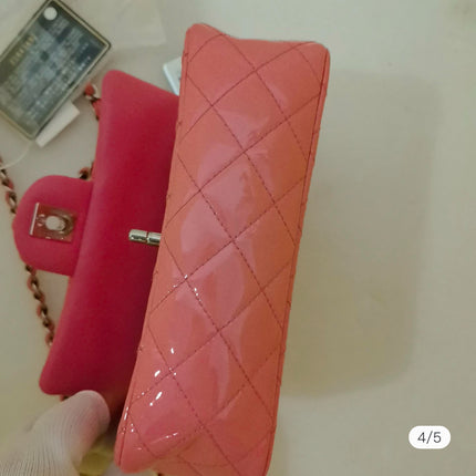 Sold Chanel Classic Flap Mini Pink Patent Leather Silver Hardware, 2015-2016