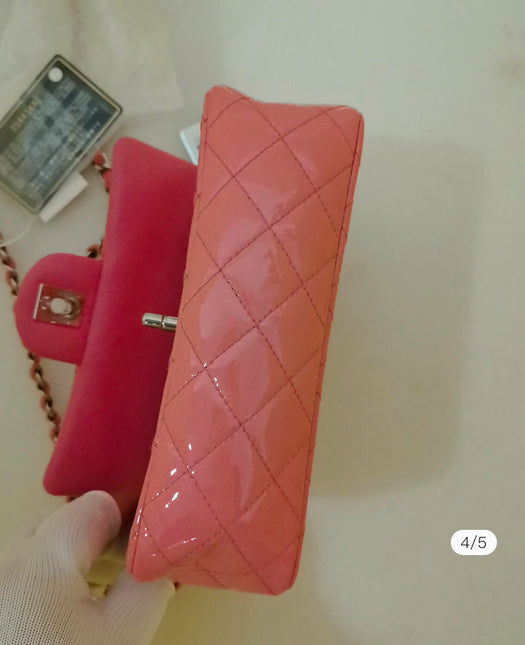 Sold Chanel Classic Flap Mini Pink Patent Leather Silver Hardware, 2015-2016