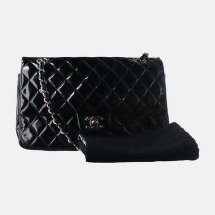 Chanel Classic Flap Medium Black Patent Leather Silver HW, 2010-2011