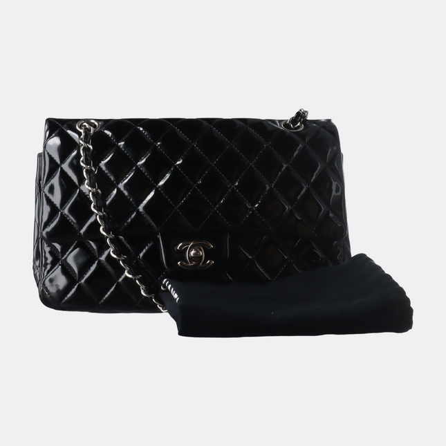 Chanel Classic Flap Medium Black Patent Leather Silver HW, 2010-2011
