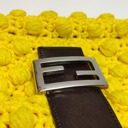 Fendi Mamma Baguette Bag Yellow Crochet Shoulder Bag