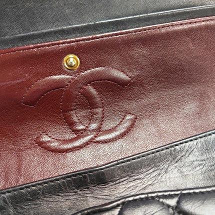 Chanel Timeless Classic Flap Medium Black Lambskin Leather Gold Hardware