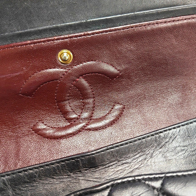 Chanel Timeless Classic Flap Medium Black Lambskin Leather Gold Hardware