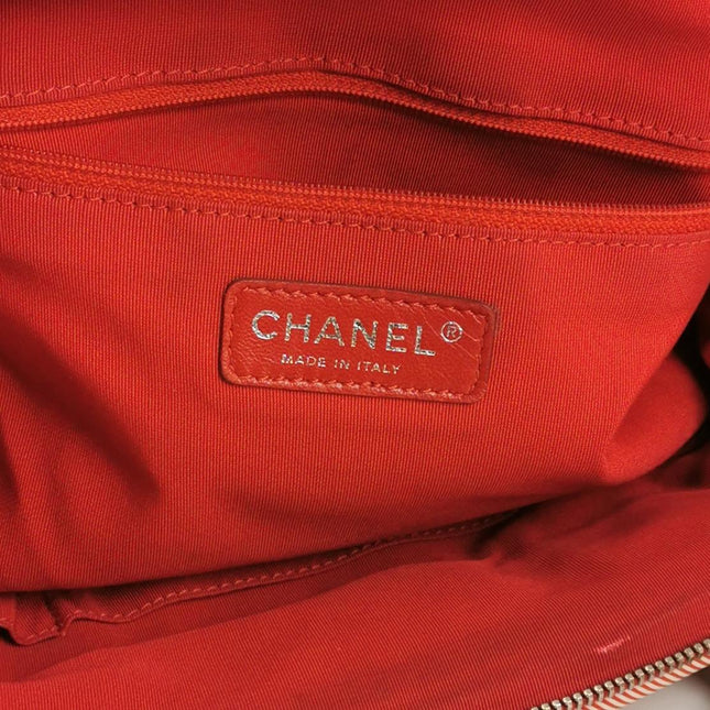 Chanel Bubble Chain Striped Quilted Flap Bag Red/White Tote