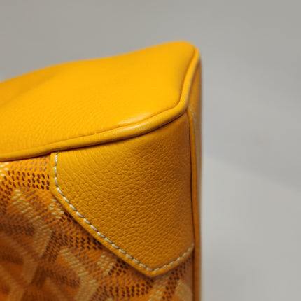 Goyard Saigon Mini Yellow Canvas and Leather Wooden Top Handle Crossbody Bag