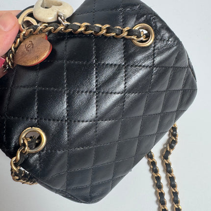 Chanel Classic Flap Super Mini Valentine's Special Black Lambskin Nautical Charms