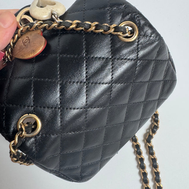 Chanel Classic Flap Super Mini Valentine's Special Black Lambskin Nautical Charms