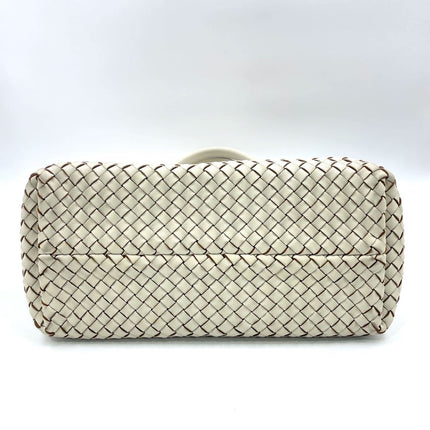 Sold Bottega Veneta Cabat Tote Small/Medium Intreccio Cream White Leather and Suede Lining 32cm
