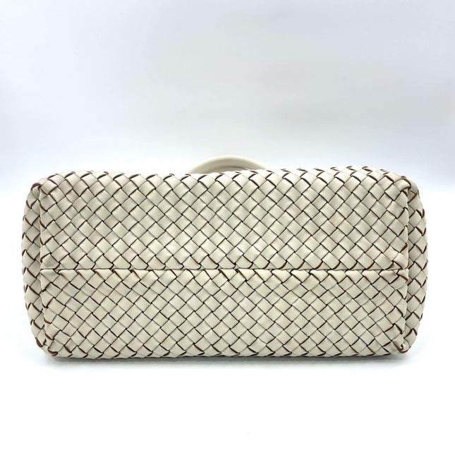 Sold Bottega Veneta Cabat Tote Small/Medium Intreccio Cream White Leather and Suede Lining 32cm
