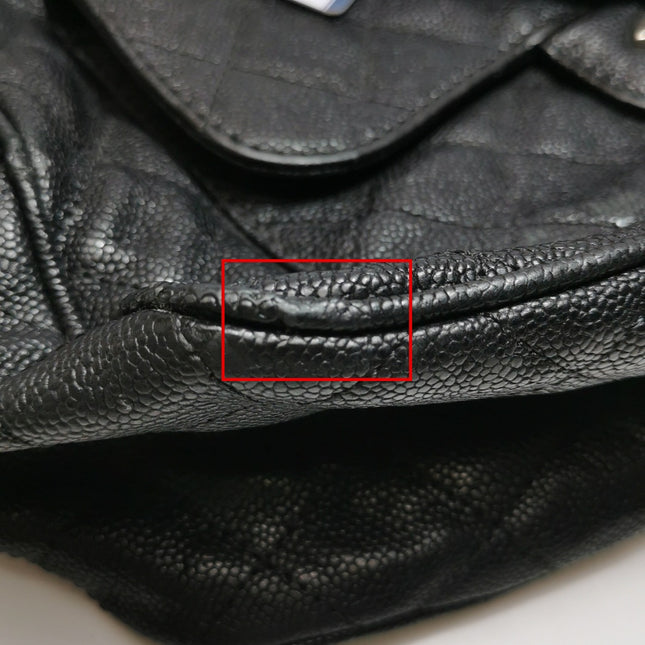 Chanel Paradoxal Camera Bag Black Caviar Leather Double Chain Silver Hardware