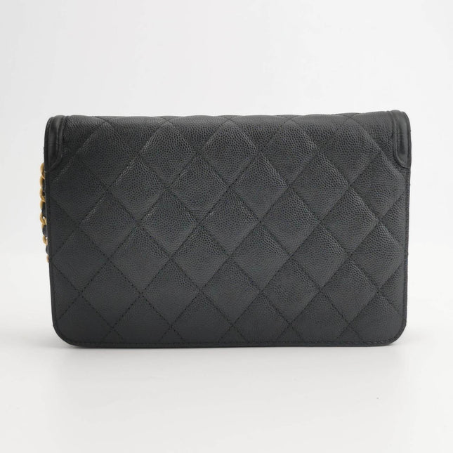 Sold Chanel Wallet on Chain Filigree Caviar Leather Black Gold-tone Hardware