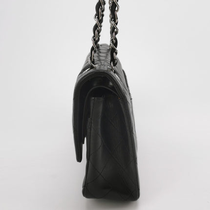 Chanel Timeless Classic Flap Medium Black Lambskin Leather Silver Hardware, 2006-08
