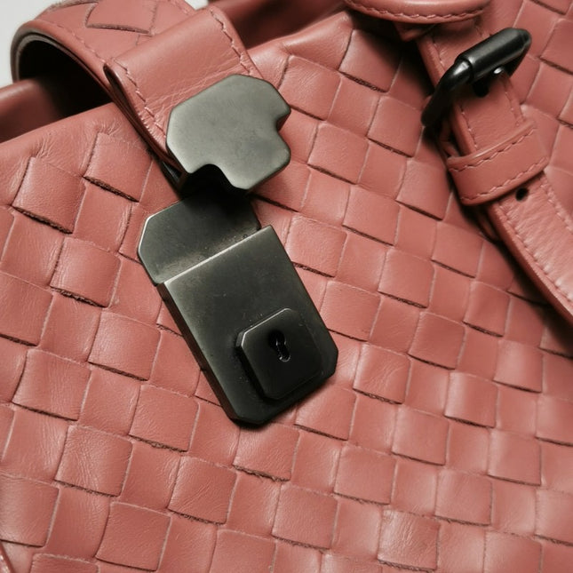 Bottega Veneta Roma Mini Bag Intrecciato Nappa Leather Pink 25cm