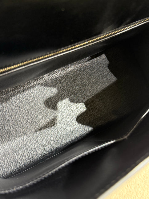 Hermes Kelly 32 Sellier Black Box Leather Double Ring Gold HW