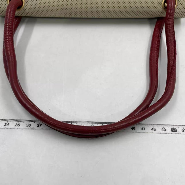 Chanel Vintage Classic Flap Bi-color Beige Perforated Leather and Red Leather Strap Bag, 2000-2002