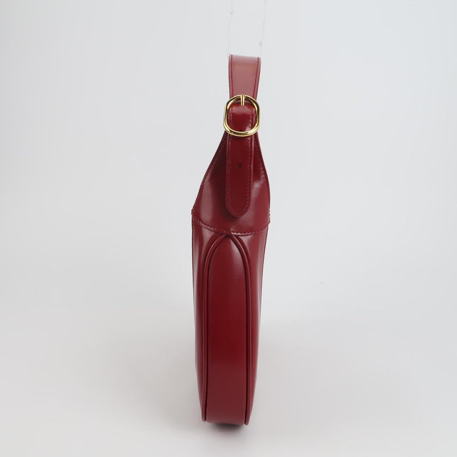 Gucci Jackie 1961 Red Burgundy Leather Bag Small with Adjustable Strap Gold Piston Lock