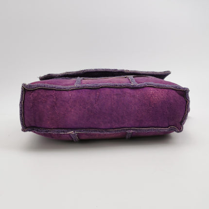 Chanel 2.55 Flap Vintage Chocolate Bar Purple Suede Crossbody Messenger Bag