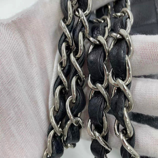 Chanel Classic Flap Jumbo Black Caviar Leather Single Flap Silver Hardware 2006-08