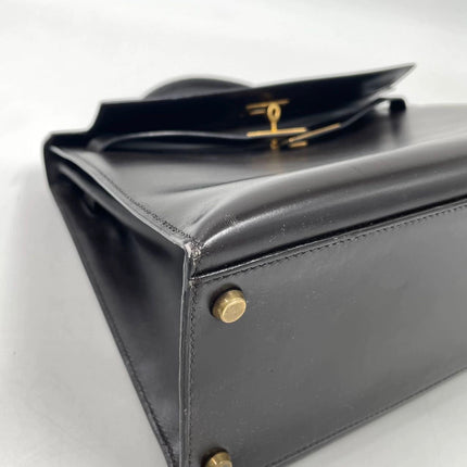 Hermes Kelly 32 Sellier Dark Chocolate Brown Box Leather Gold Hardware 1988