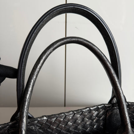 Bottega Veneta Cabat Maxi Intreccio Leather Tote Bag Metallic 50cm