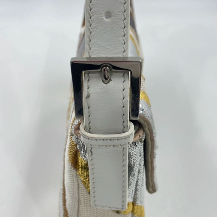 FENDI Baguette 1997 Zebra-Stripe Sequin White and Silver