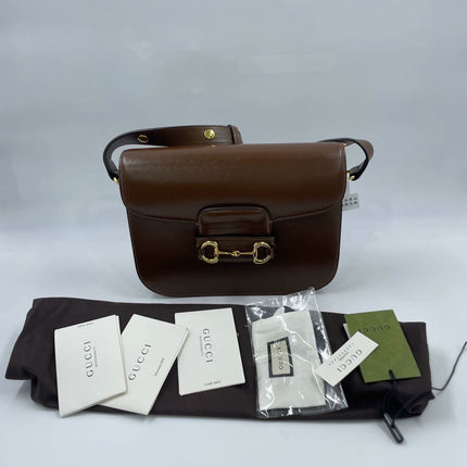 Gucci 1955 Horsebit Shoulder Bag Caramel Brown Small Leather