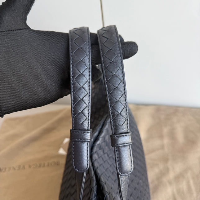 Bottega Veneta Garda Shoulder Bag Intrecciato Nappa Leather Black Large 33cm