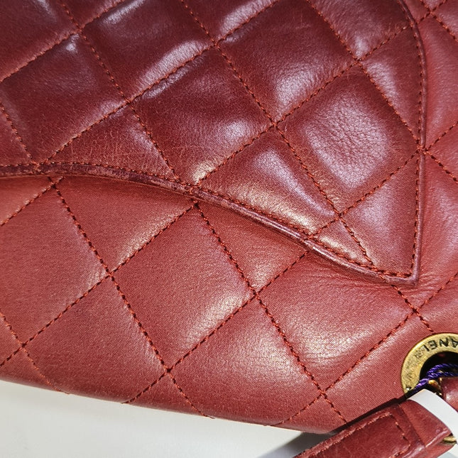 Chanel Classic Flap Medium Happy Stitch Red Aged Calfskin Leather Gold Hardware, 2015-2016