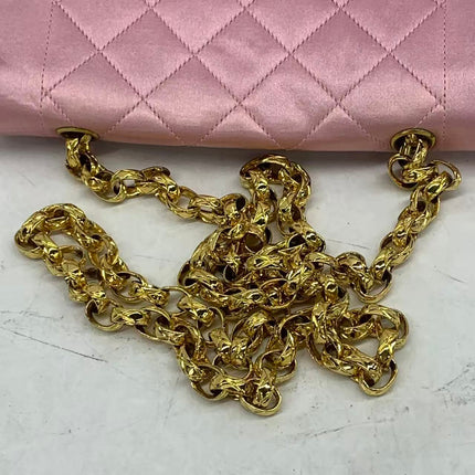 Chanel Diana Flap Bag 1990 Mini Pink Silk Satin Bijou Chain