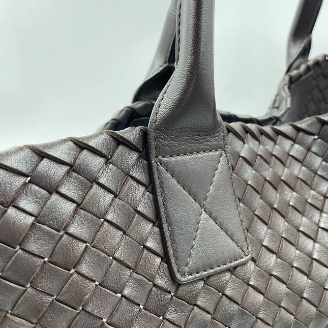 Sold Bottega Veneta Cabat Large Intreccio Leather Tote Bag Dark Chocolate Brown with Pouch 40cm
