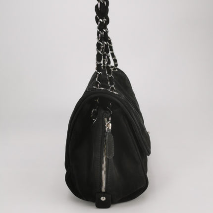 Chanel Nubuck Suede Darjeeling Flap Bag Ultimate Stitch Black Jumbo Bag