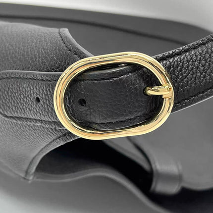 Gucci Jackie 1961 Black Large Pebbled Leather Shoulder Bag with Strap