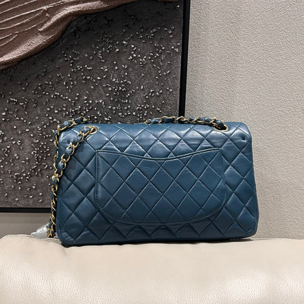 Chanel Classic Flap Medium Vintage Navy Lambskin Leather 24k Gold Hardware