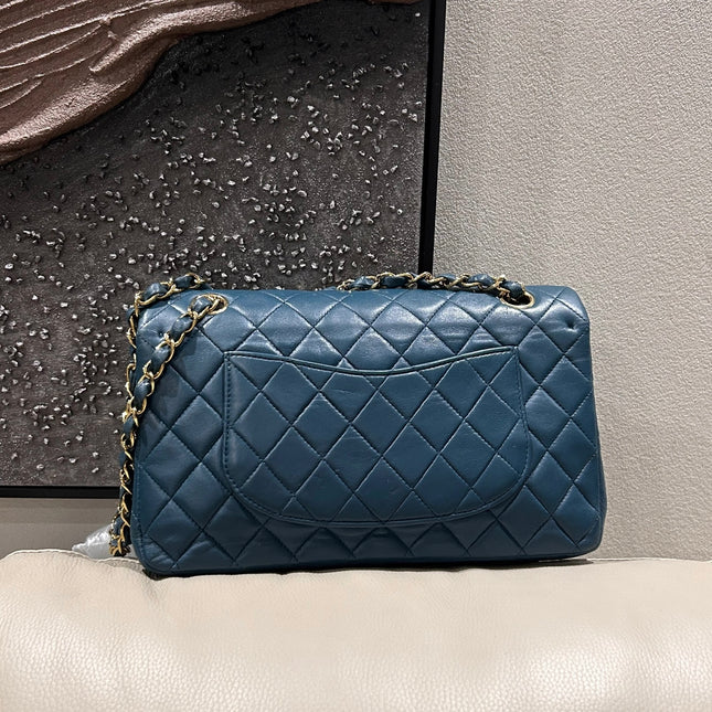 Chanel Classic Flap Medium Vintage Navy Lambskin Leather 24k Gold Hardware