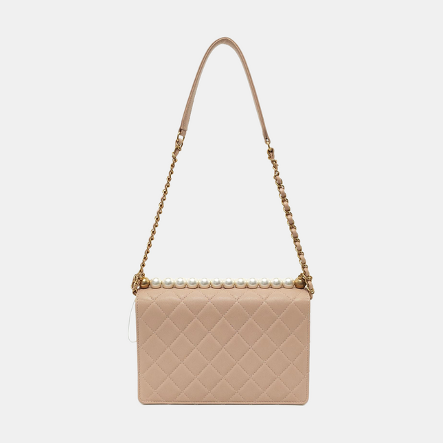Chanel Classic Vertical Pearl Small Light Pink Flap Bag Gold Hardware